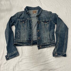 American Eagle Outfitters Blue Cropped Jean Jacket